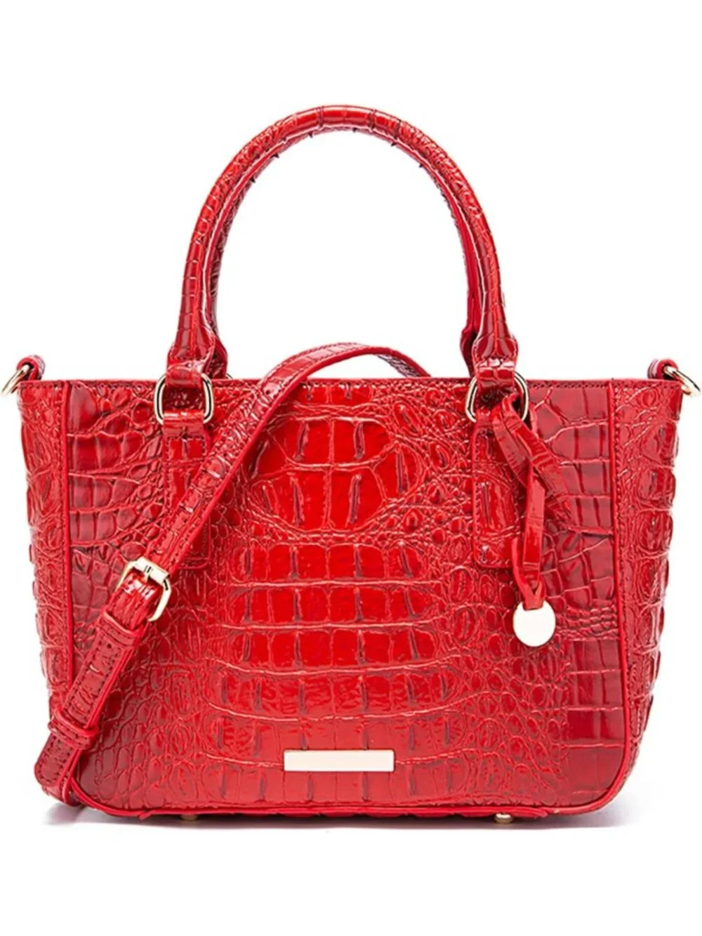 Elegant Crocodile Embossed Leather Tote Bag for Women - Zipper Satchel